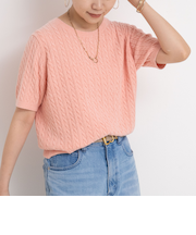 《手洗い可能》《アンサンブル対応》モールヤーンミニケーブルプルオーバーニット