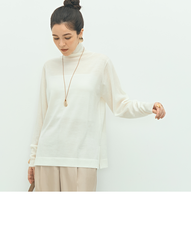 《手洗い可能》《アンサンブル対応》18G天竺ハイネックプルオーバーニット