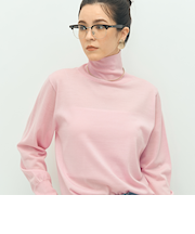《手洗い可能》《アンサンブル対応》18G天竺ハイネックプルオーバーニット