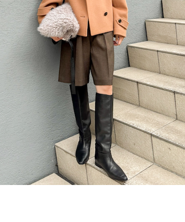 《セットアップ対応》ウォッシャブルウール調ストレッチハーフパンツ