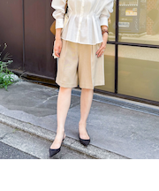 《セットアップ対応》ウォッシャブルウール調ストレッチハーフパンツ