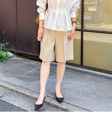 《セットアップ対応》ウォッシャブルウール調ストレッチハーフパンツ