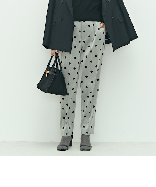 ウォッシャブルストレッチドットジャガードテーパードパンツ