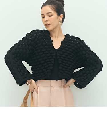 《手洗い可能》3D柄ボレロカーディガン