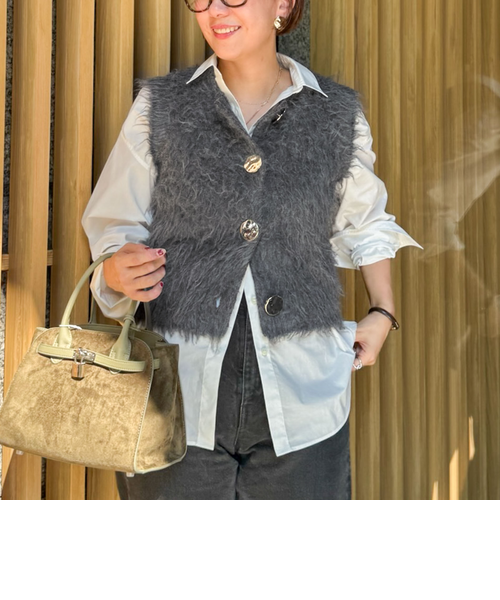 手洗い可能》ビックボタン起毛ファーベスト｜ノーリーズの通販｜&mall