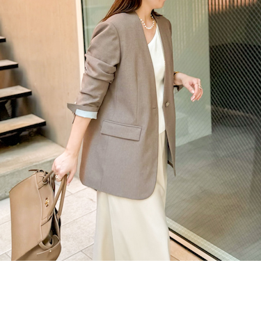 【WEB STAFF守屋☆別注】《セットアップ対応》ウォッシャブルソフトシャンブレーノーカラージャケット