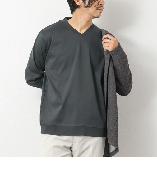 《ビジカジ対応》シルケットスムースドレスL/S V Tシャツ 25AW