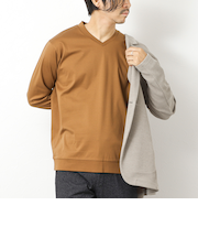 《ビジカジ対応》シルケットスムースドレスL/S V Tシャツ 25AW