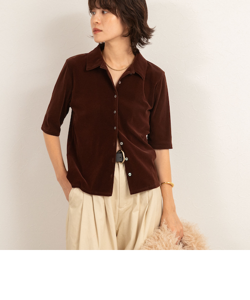 MAQWEL/マクウェル】ウォッシャブルベロア半袖シャツ｜ノーリーズの