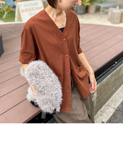 《手洗い可能》《セットアップ対応》BIGシルエットVネックカーディガン