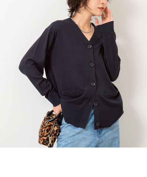 《手洗い可能》《セットアップ対応》BIGシルエットVネックカーディガン