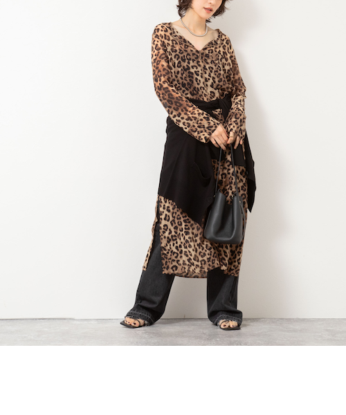 ne Quittez pas/ヌキテパ】ETHNIC PRINT FLARE SLEEVE DRESS