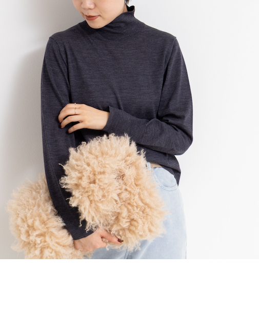《手洗い可能》18Gウール100%ハイネックプルオーバー