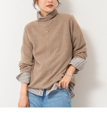 PUREカシミヤタートルネックニット