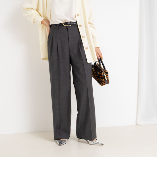 《セットアップ対応》ウォッシャブルサイロトロピカルワイドパンツ