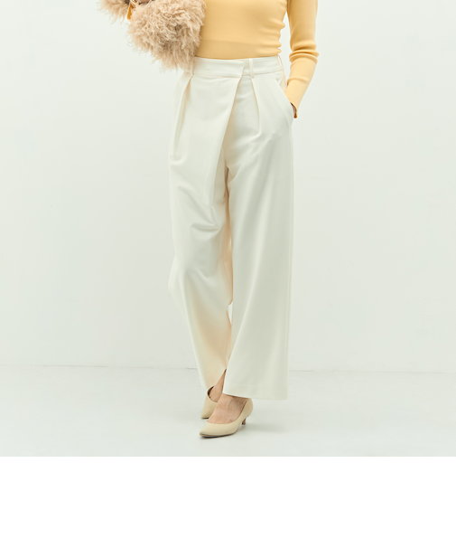 ウォッシャブルピーチツイルラップワイドパンツ