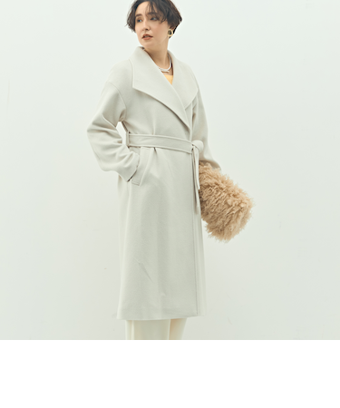 【一部WEB限定色】アンゴラビーバーベルテッドロングコート