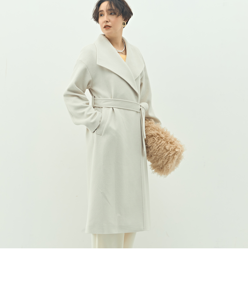 【一部WEB限定色】アンゴラビーバーベルテッドロングコート