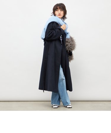 【一部WEB限定色】アンゴラビーバーベルテッドロングコート
