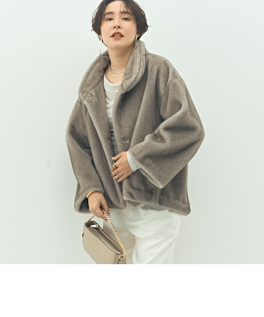 ECOPELフェイクファーショートコート