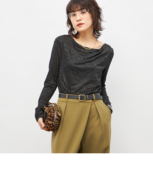 ウォッシャブルカシミヤシルクシアーラメドレープロンT