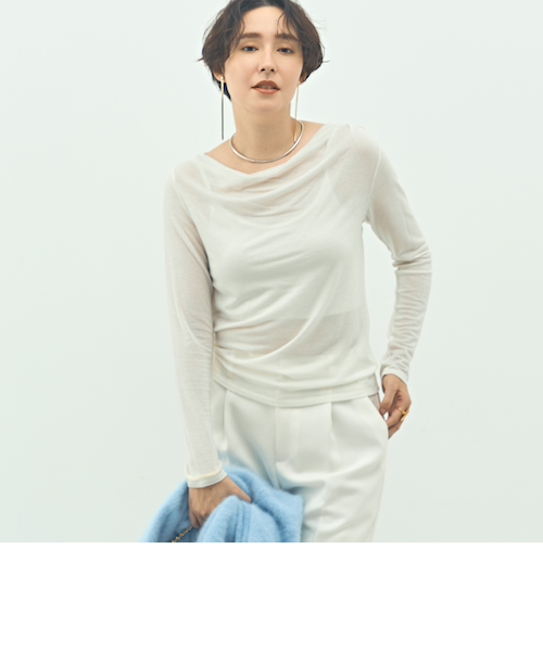 ウォッシャブルカシミヤシルクシアーラメドレープロンT｜ノーリーズの