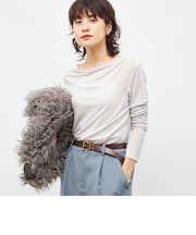 ウォッシャブルカシミヤシルクシアーラメドレープロンT