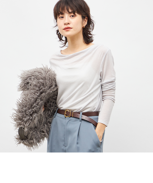 ウォッシャブルカシミヤシルクシアーラメドレープロンT