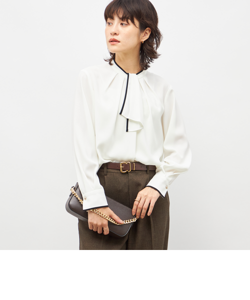 ウォッシャブルストレッチジョーゼットボウタイ風ブラウス｜ノーリーズ