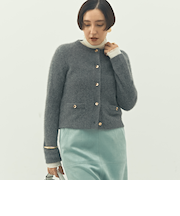 ヘアリークルーネックニットジャケット
