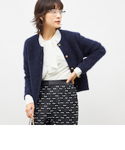 ヘアリークルーネックニットジャケット