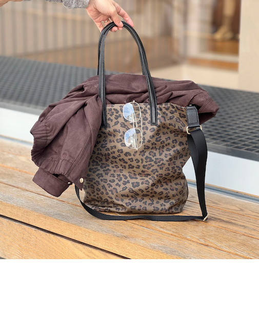 レオパード柄縦長トートバッグ