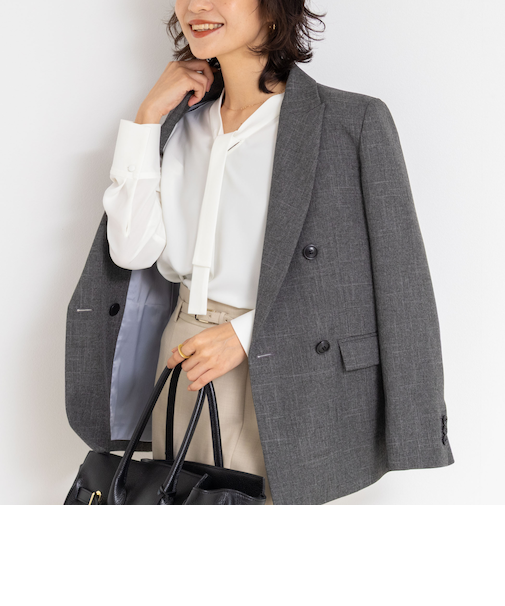 ウォッシャブルストレッチバックサテンボウタイブラウス