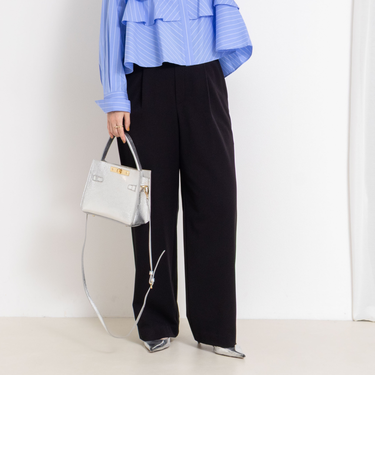 ウォッシャブル裏起毛イージーワイドパンツ