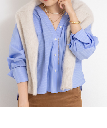 ウォッシャブルタイプライターVネック2WAYシャツ