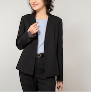 《セットアップ対応》ウォッシャブルウール調ノーカラージャケット