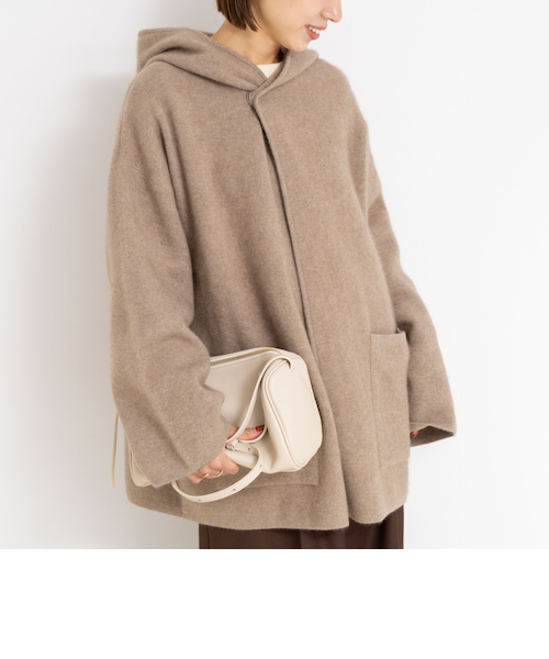 DANTON/ダントン】WOOL LIGHT PILE ノーカラーロングコート #DT-A0012