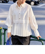 ウォッシャブル切替プリーツブラウス