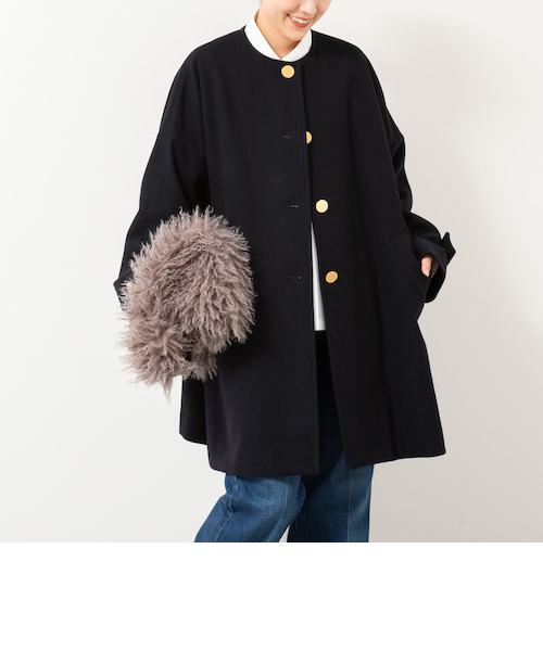 カシミヤ混ノーカラーチェンジ釦コート｜ノーリーズの通販｜&mall