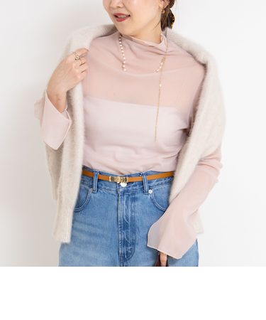 ウォッシャブルシアーオーガンジータートルネック