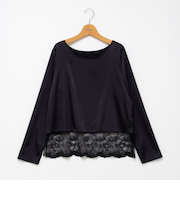 ウォッシャブル裾レース2WAYオトナサテンブラウス