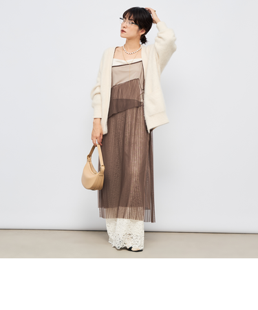 ウォッシャブルチュールキャミワンピース