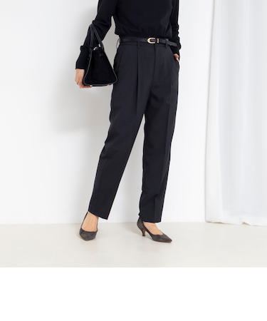 《セットアップ対応》ウォッシャブルタックテーパードパンツ