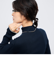 《手洗い可能》3×2リブ配色タートルネック