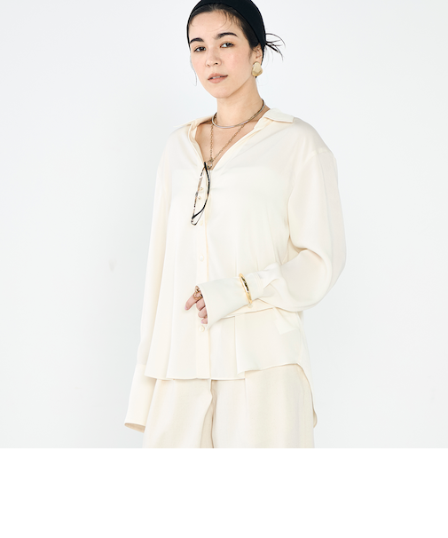 ウォッシャブルスエードサテンシャツ