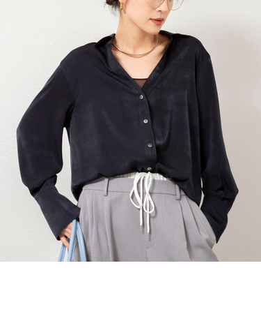 ウォッシャブルスエードサテンシャツ