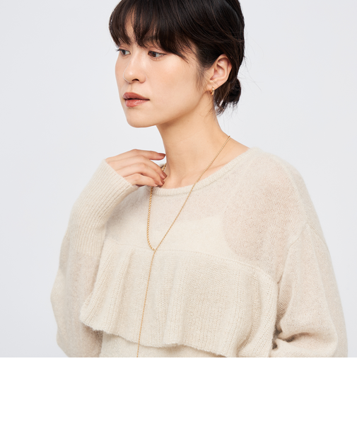 2WAYラメモヘヤラッフルプルオーバー