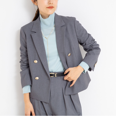 《セットアップ対応》ウォッシャブルウール混ツイルショートジャケット