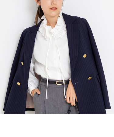 ウォッシャブル襟フリルブラウス