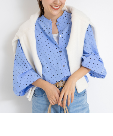 ウォッシャブル襟フリルブラウス